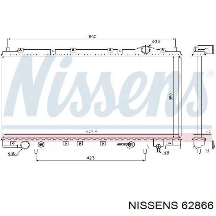 Radiador refrigeración del motor 62866 Nissens