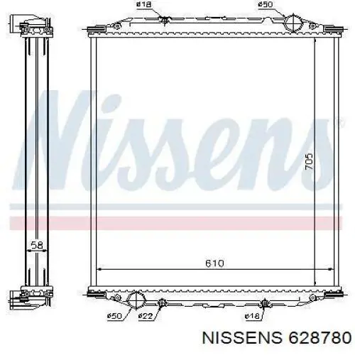Радиатор охлаждения двигателя Nissens 628780