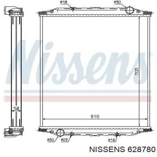 Radiador refrigeración del motor 628780 Nissens