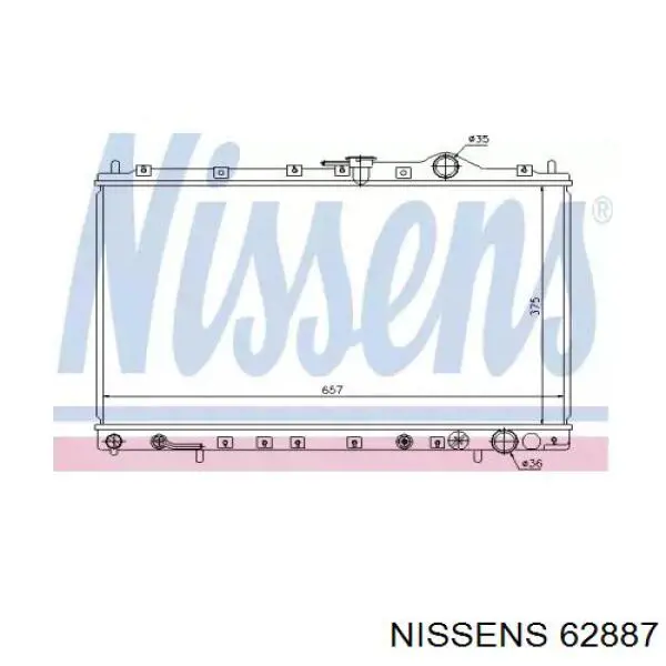 Радіатор охолодження двигуна 62887 Nissens