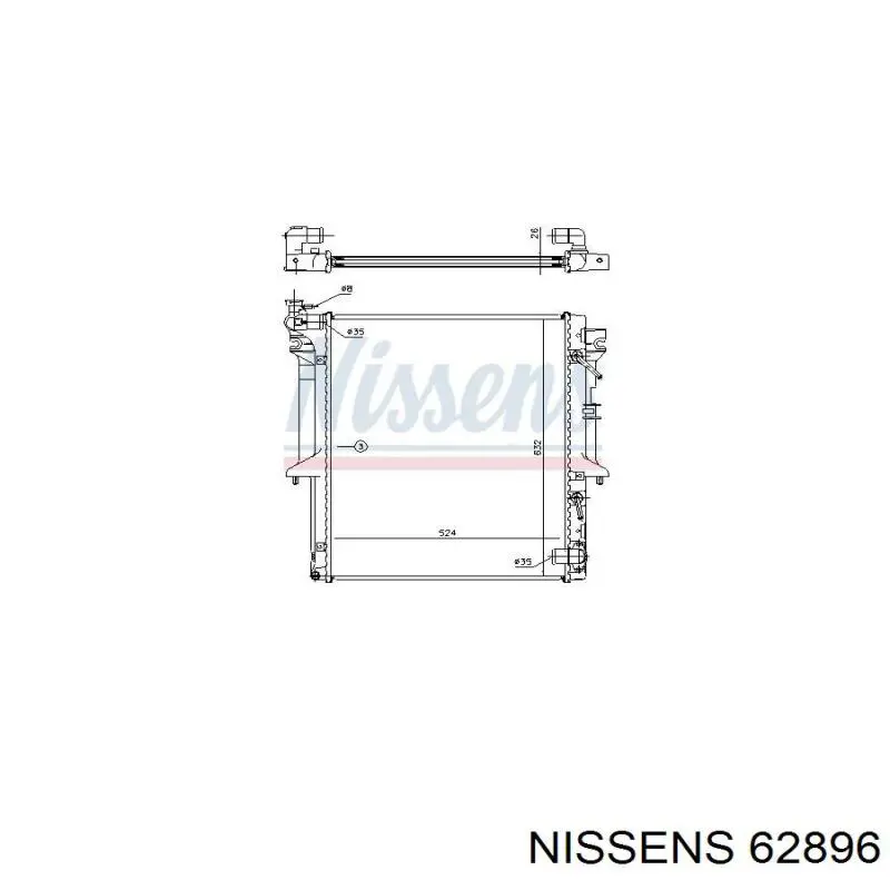 Купить 62896 Nissens Радиатор водяной