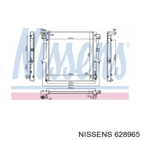 Radiador refrigeración del motor 628965 Nissens