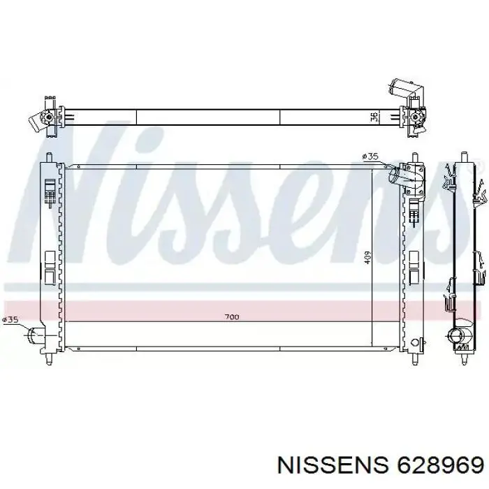 628969 Nissens radiador de esfriamento de motor