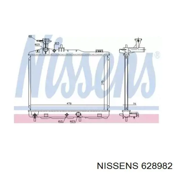 628982 Nissens radiador de esfriamento de motor