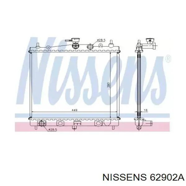 Купить 62902A Nissens Радиатор водяной