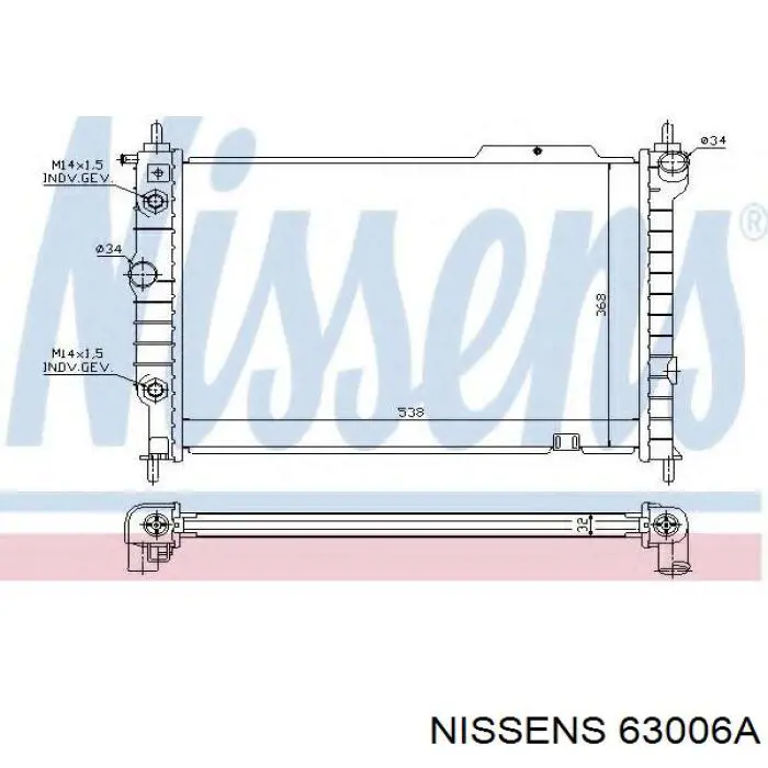 Радиатор охлаждения двигателя Nissens 63006A цена, от 60.10 USD