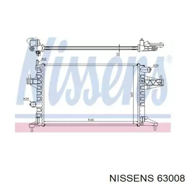 Купить 63008 Nissens Радиатор водяной