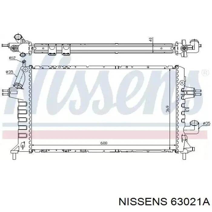 Radiador refrigeración del motor 63021A Nissens