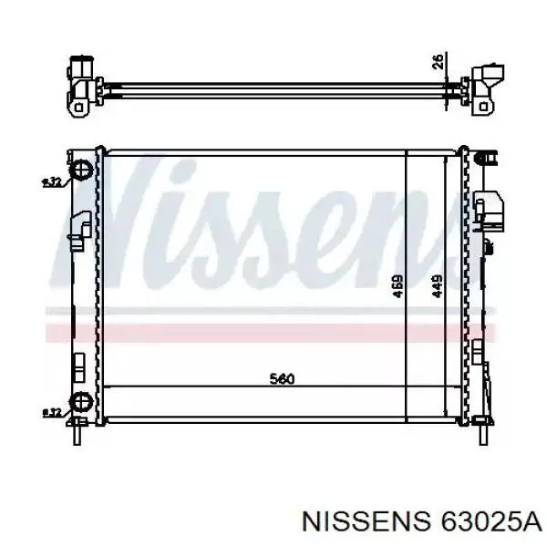Радиатор охлаждения двигателя NISSENS 63025A