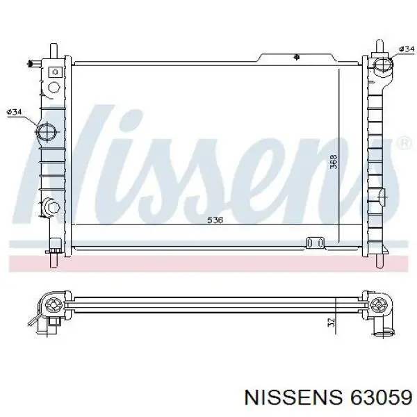 Радиатор охлаждения двигателя Nissens 63059 цена, от 55.51 USD