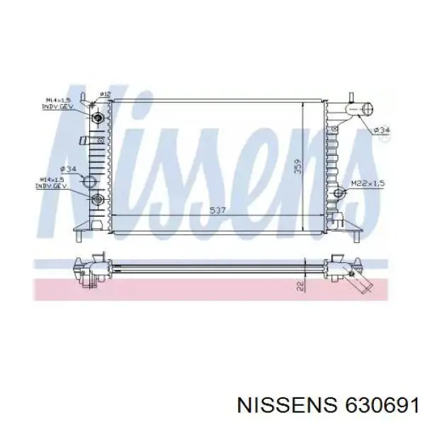 Радиатор охлаждения двигателя Nissens 630691 цена, от 44.39 USD