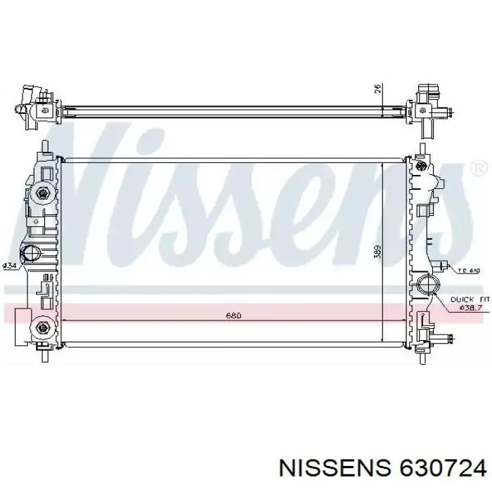 Radiador refrigeración del motor 630724 Nissens
