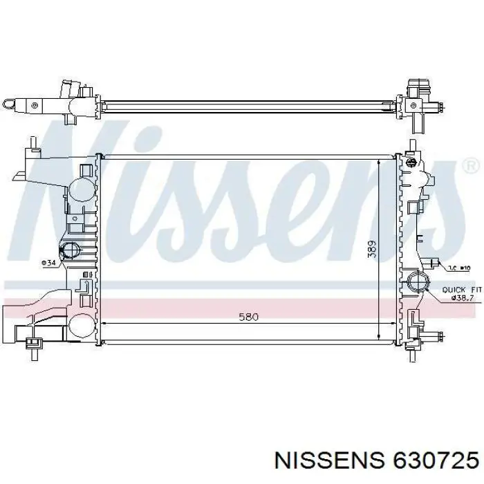 Radiador refrigeración del motor 630725 Nissens