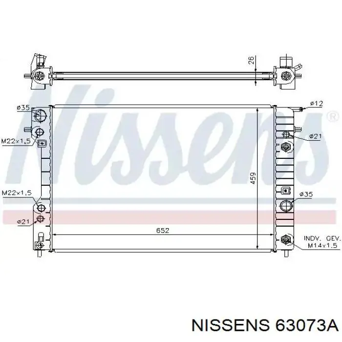 Radiador refrigeración del motor 63073A Nissens