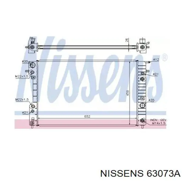 Купить 63073A Nissens Радиатор водяной