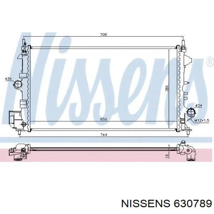 Radiador refrigeración del motor 630789 Nissens