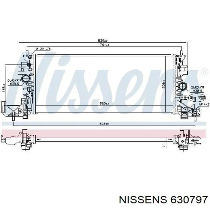 630797 Nissens radiador de esfriamento de motor