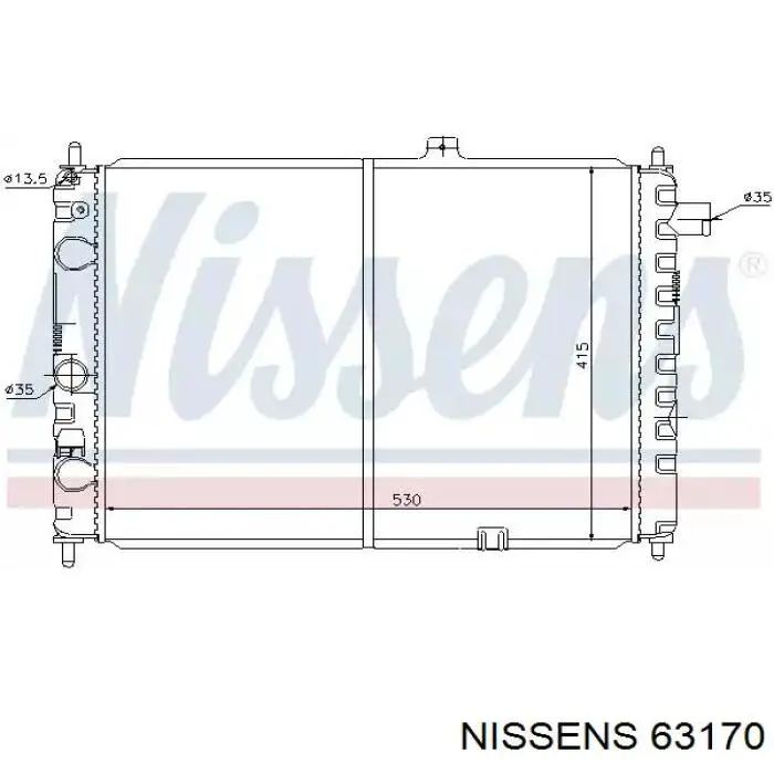 Radiador refrigeración del motor 63170 Nissens