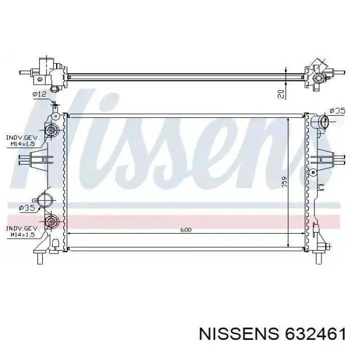 Radiador refrigeración del motor 632461 Nissens