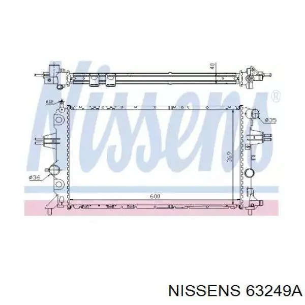 Radiador refrigeración del motor 63249A Nissens