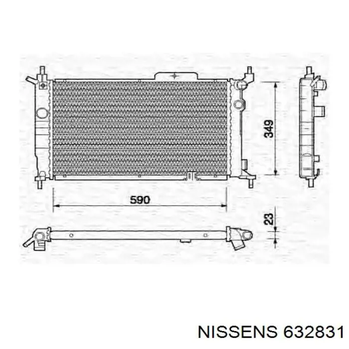 Radiador refrigeración del motor 632831 Nissens
