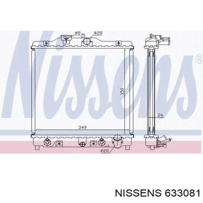 Radiador refrigeración del motor 633081 Nissens