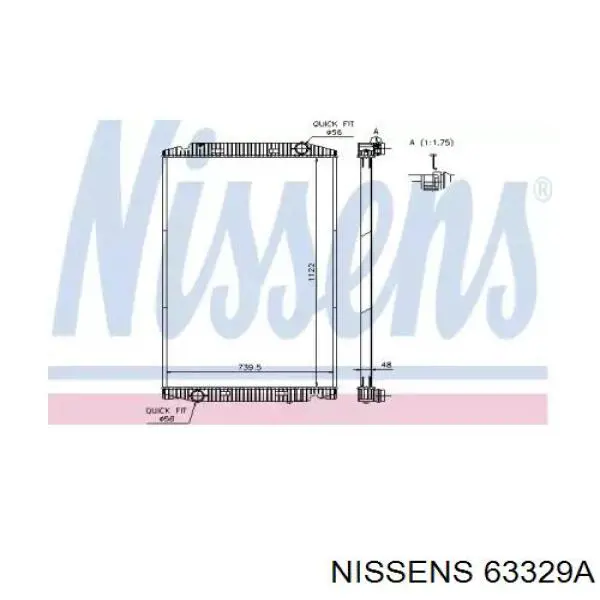 Radiador refrigeración del motor 63329A Nissens