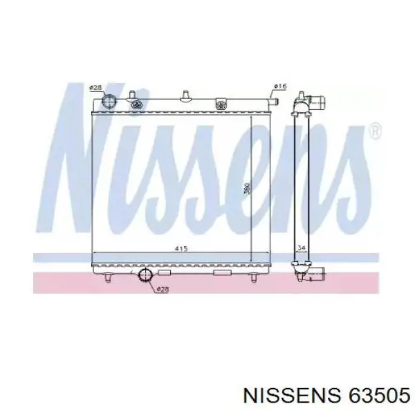 Radiador refrigeración del motor 63505 Nissens