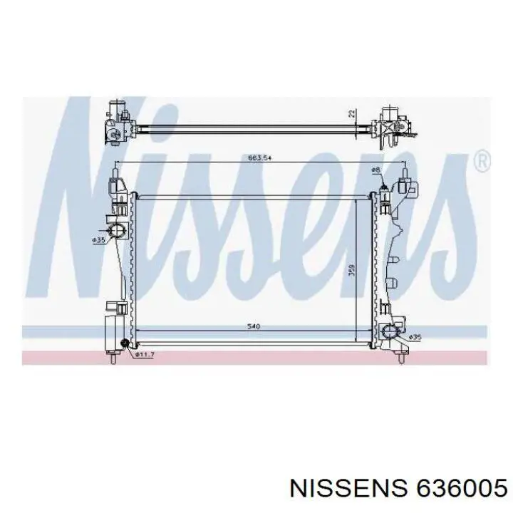 Radiador refrigeración del motor 636005 Nissens