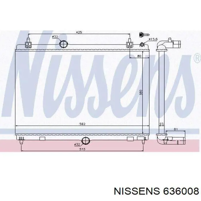 Radiador refrigeración del motor 636008 Nissens