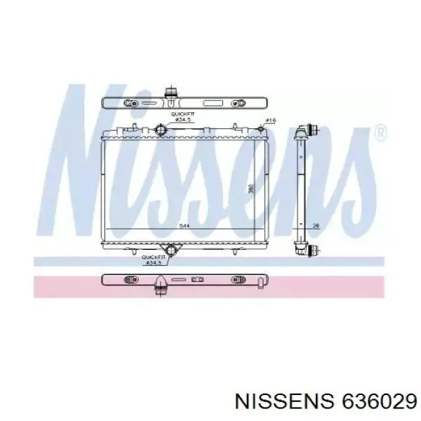 636029 Nissens radiador de esfriamento de motor