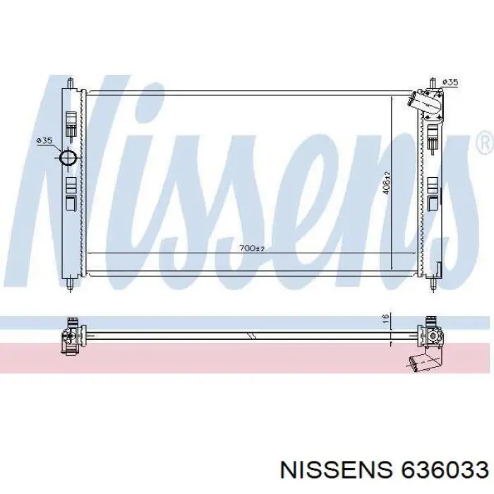 Radiador refrigeración del motor 636033 Nissens