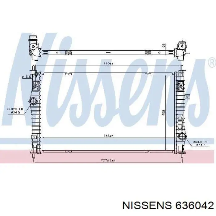 636042 Nissens radiador de esfriamento de motor
