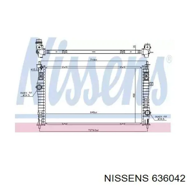 Radiador refrigeración del motor 636042 Nissens