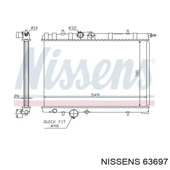 Радиатор 63697 Nissens