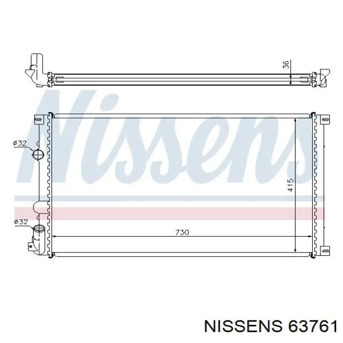 Radiador refrigeración del motor 63761 Nissens