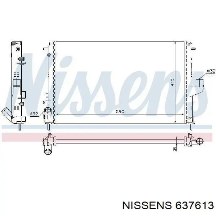 Radiador refrigeración del motor 637613 Nissens