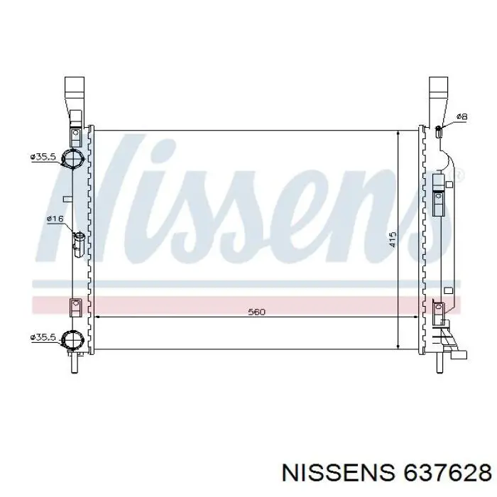 Radiador refrigeración del motor 637628 Nissens