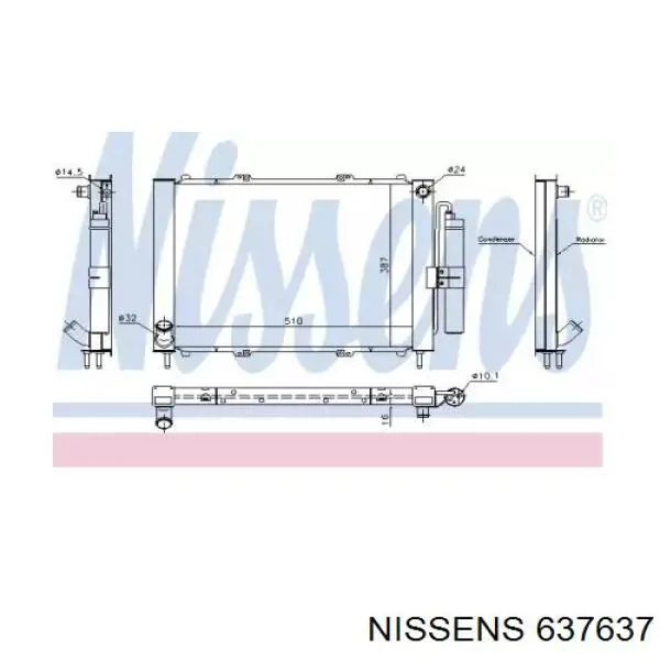 637637 Nissens radiador de aparelho de ar condicionado
