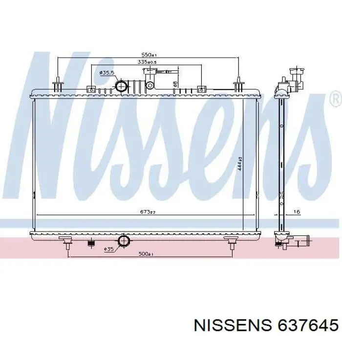 Radiador refrigeración del motor 637645 Nissens