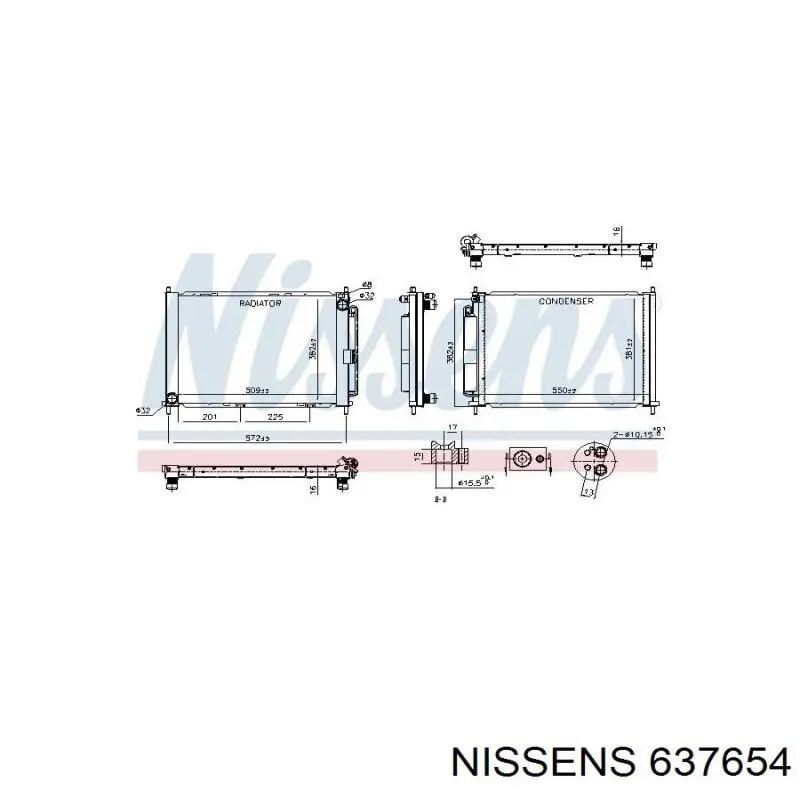 Радиатор кондиционера 637654 Nissens