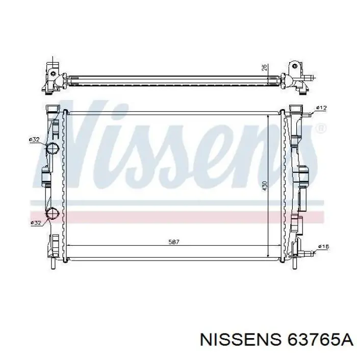 Radiador refrigeración del motor 63765A Nissens