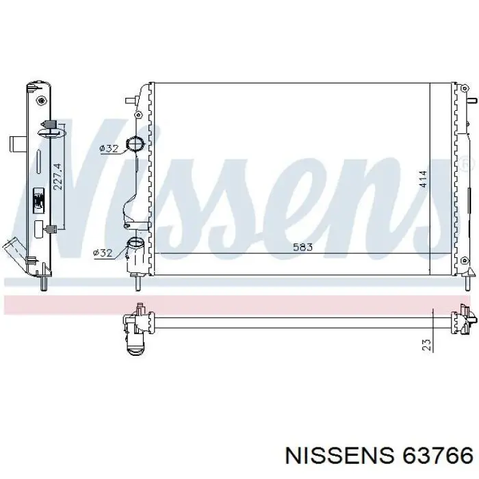 Radiador refrigeración del motor 63766 Nissens