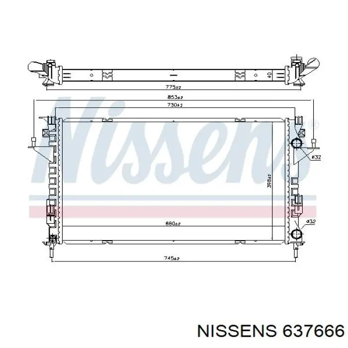 Radiador refrigeración del motor 637666 Nissens