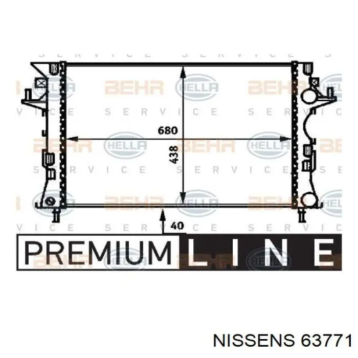 Radiador refrigeración del motor 63771 Nissens