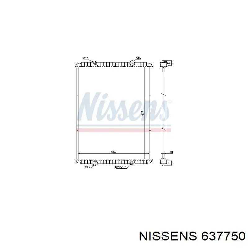 Купить 637750 Nissens Радиатор водяной
