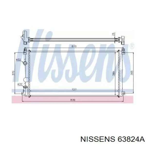 Радиатор охлаждения двигателя Nissens 63824A цена, от 93.16 USD