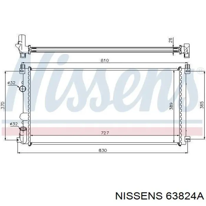 Radiador refrigeración del motor 63824A Nissens