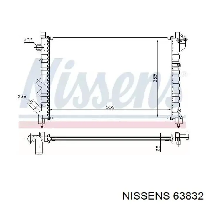 Купить 63832 Nissens Радиатор водяной