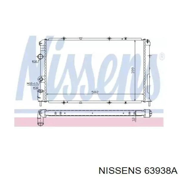 Radiador refrigeración del motor 63938A Nissens